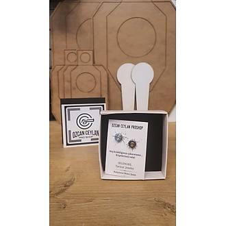 Selenofil Alt�n Kaplamal� Gold Detay Siyah Ta�l� Mermi K�pe