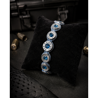 Selenofil Tactical Jewellery .45 ACP & 9 mm Zirkon Ta�l� Ger�ek Kovan Bileklik (A��k Mavi)