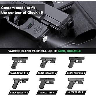 WARRIORLAND SL-1 Mini Pistol Light + Kydex Holster (150 Lumen) � Glock 17/19/21/22 Gen 3?5 & G23/32 Gen?4 Uyumlu