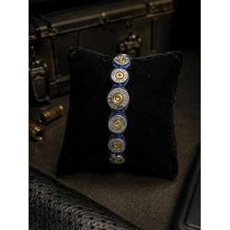 Selenofil Tactical Jewellery .45 ACP & 9 mm Mat Rodyum Ger�ek Kovan Bileklik (Koyu Mavi)