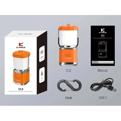 KLARUS CL8 arjl Kamp Feneri  Balkaba Formunda Aslabilir Ik, ki Renkli Aydnlatma
