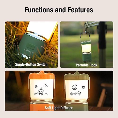 KLARUS CL8 arjl Kamp Feneri  Balkaba Formunda Aslabilir Ik, ki Renkli Aydnlatma