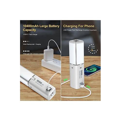 Klarus CL2 - 10400 mAh Powerbank Kapasiteli Katlanabilir Kamp Lambas, 360 Aydnlatma (Krem)