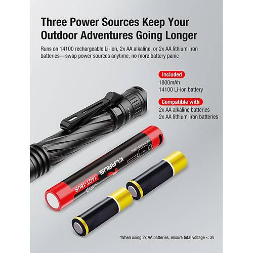 KLARUS P2 1000 Lmen Kalem Tipi EDC Taktik Fener