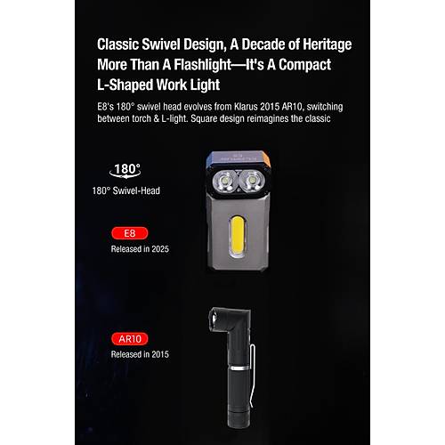 KLARUS E8 Dual-Light EDC El Feneri 1000 lmen