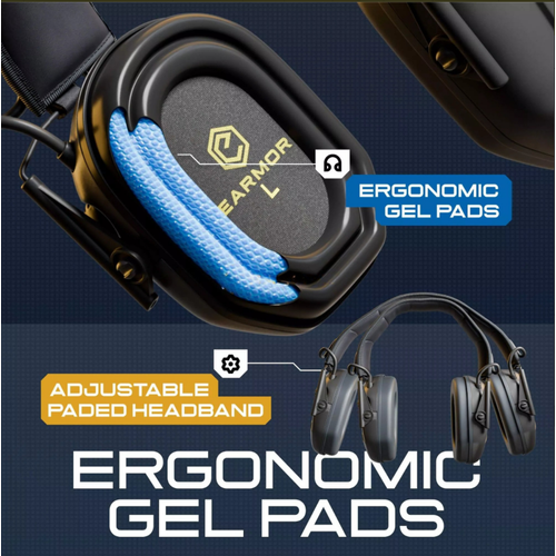 EARMOR M300T Bluetooth Elektronik At Kulakl Kulak Koruma (Cayote Brown) Siyah M300T-BK