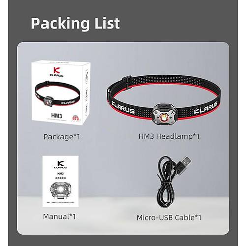 Klarus HM3 S�per Hafif �ok Fonksiyonlu Kafa Feneri (670 L�men)