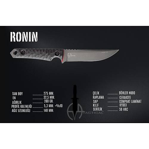 EVA TACTICAL RONIN � N690 �elik Sabit Taktik B��ak (Kydex K�l�fl�)
