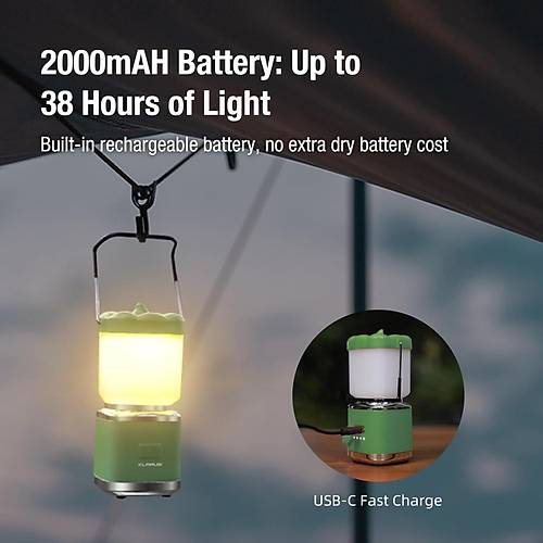 KLARUS CL8 arjl Kamp Feneri  Balkaba Formunda Aslabilir Ik, ki Renkli Aydnlatma