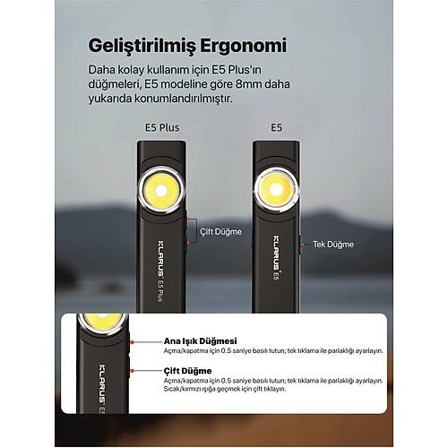 Klarus E5 Plus  Ultra nce, Manyetik, arjl LED Fener