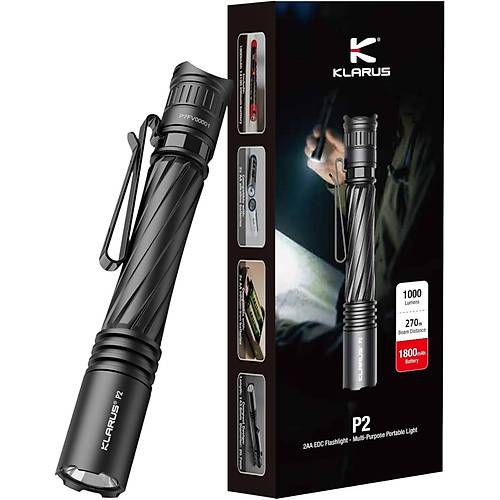 KLARUS P2 1000 Lmen Kalem Tipi EDC Taktik Fener