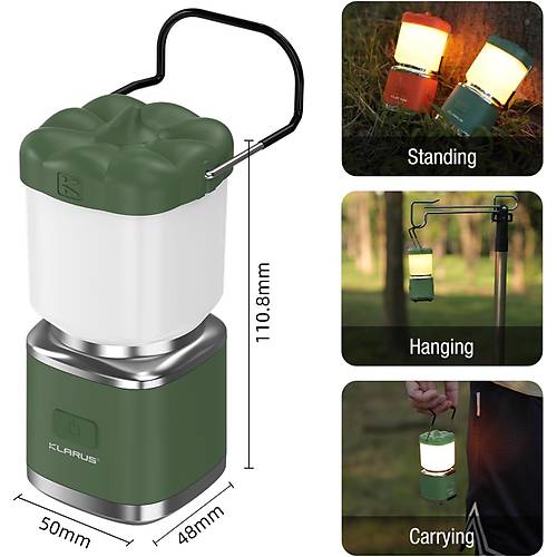 KLARUS CL8 arjl Kamp Feneri  Balkaba Formunda Aslabilir Ik, ki Renkli Aydnlatma