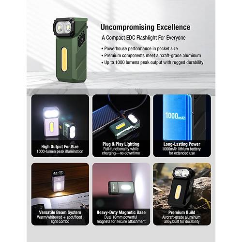 KLARUS E8 Dual-Light EDC El Feneri 1000 lmen