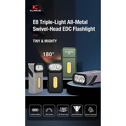 KLARUS E8 Dual-Light EDC El Feneri 1000 lmen