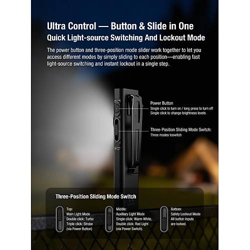 Klarus E5 Ultra - Ultra �nce, Manyetik, �arjl� EDC El Feneri (800 L�men)