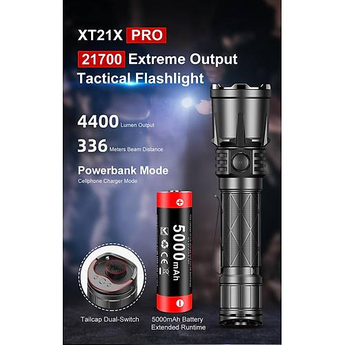 Klarus XT21X Pro Taktik El Feneri - 4400 Lmen / Powerbank