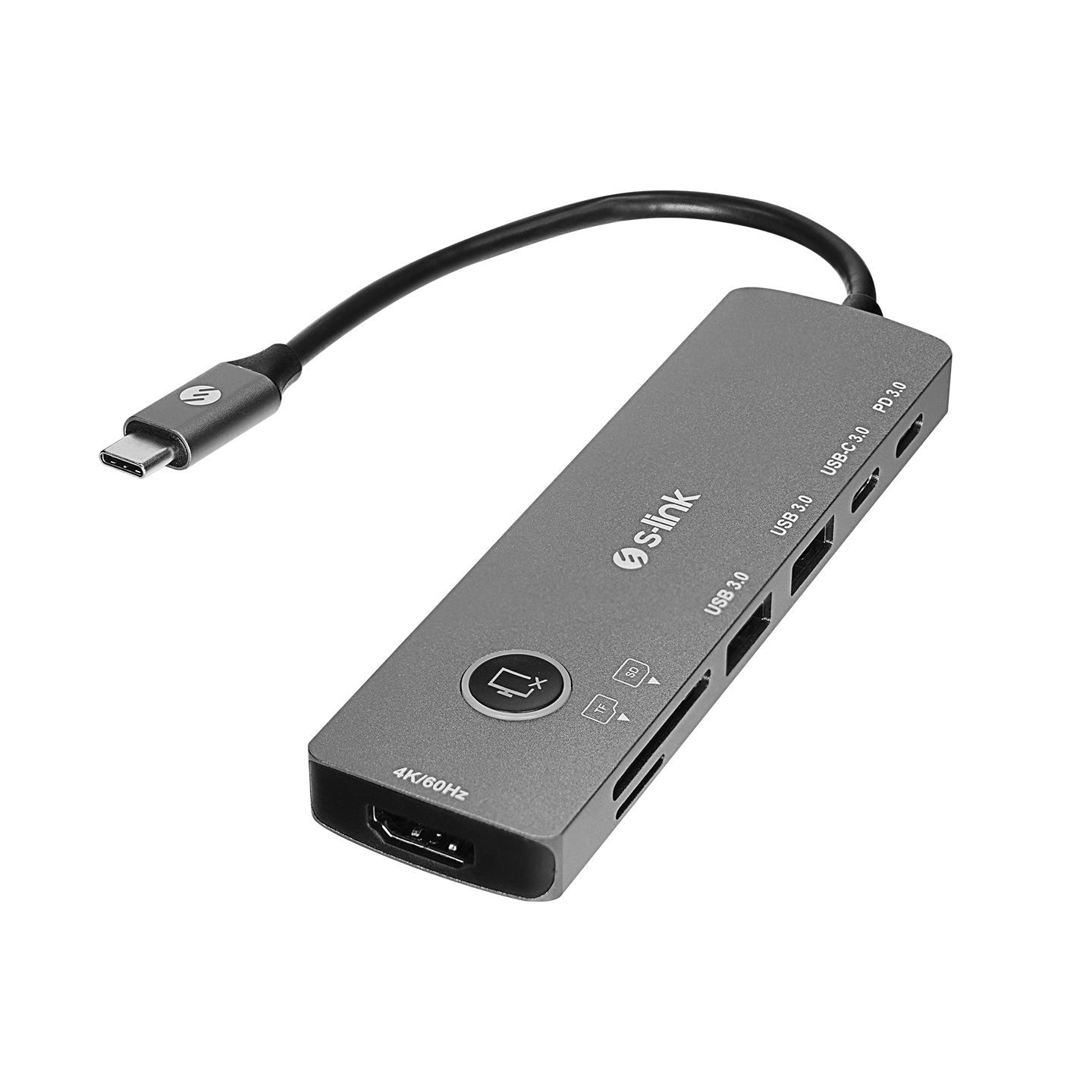 S-Link SW-U707 USB Type C to HDMI 2xUSB 3.0 2x Type C SD TF Kart 4K 60Hz Usb Adaptör