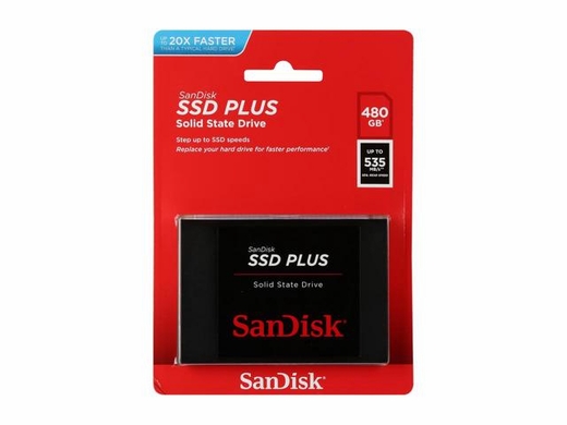 Sandisk SDSSDA-480G-G26 480 GB Plus Sata 530/445Mb/s 2.5 inch SSD Harddisk
