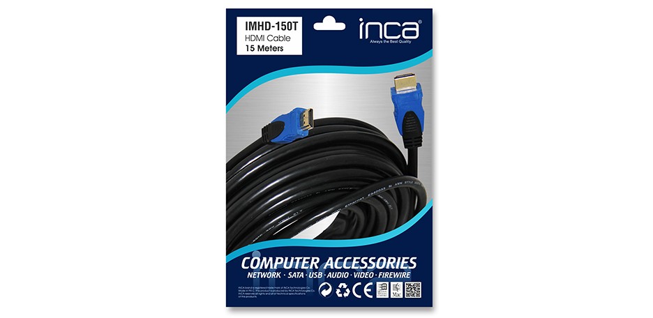 Inca IMHD-150T 15 Mt HDMI to HDMI 4K v1.4 3D Altın Uçlu Görüntü Kablosu