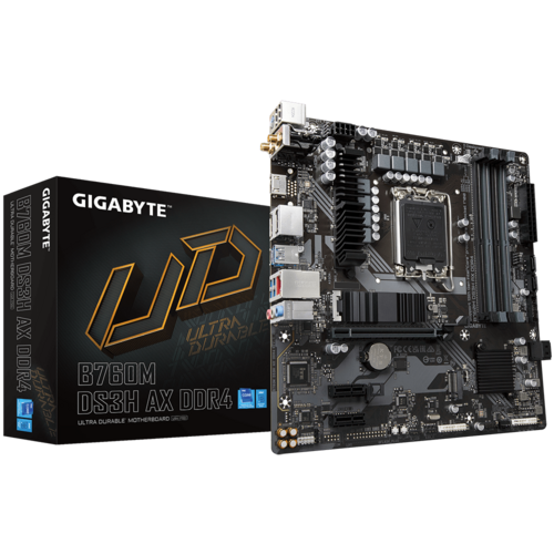 Gigabyte B760M DS3H AX DDR4 Sc-1700 B760 DDR4 5333Mhz 2xM2 2.5Gbe Wi-Fi 6E mATX INTEL Anakart