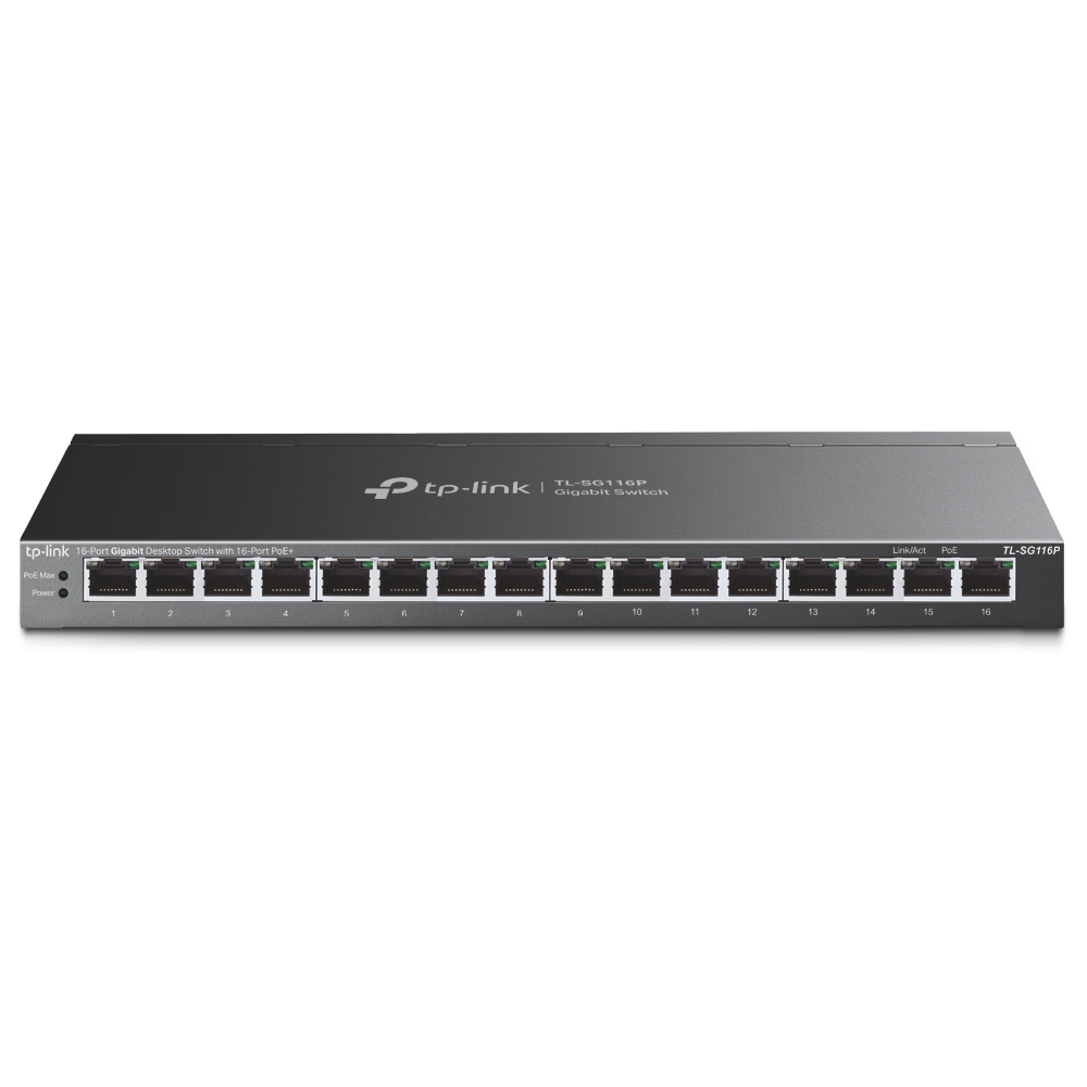 Tp-Link TL-SG116P 16 Gigabit Port PoE+ Masaüstü PoE Switch
