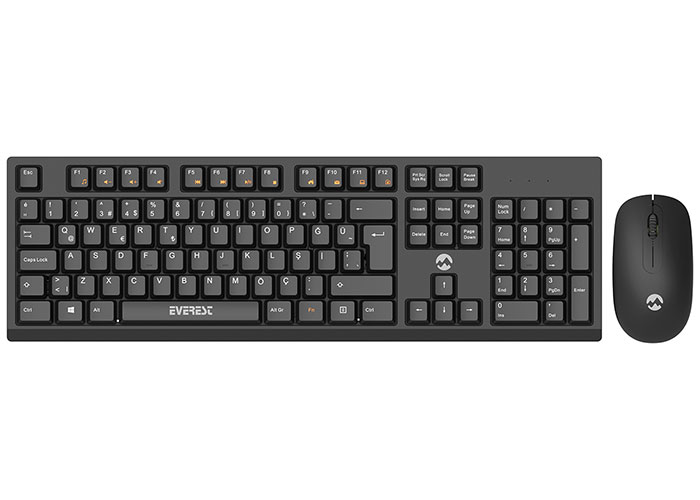 Everest KM-2510 Q TR Multimedia Siyah Kablosuz Klavye Mouse Set