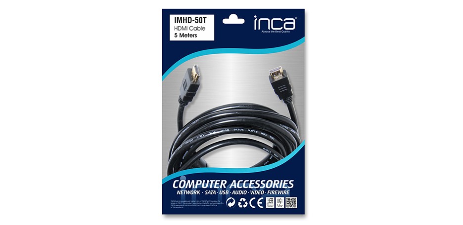 Inca IMHD-50T 5 Mt HDMI to HDMI 4K v1.4 3D Altın Uçlu Görüntü Kablosu