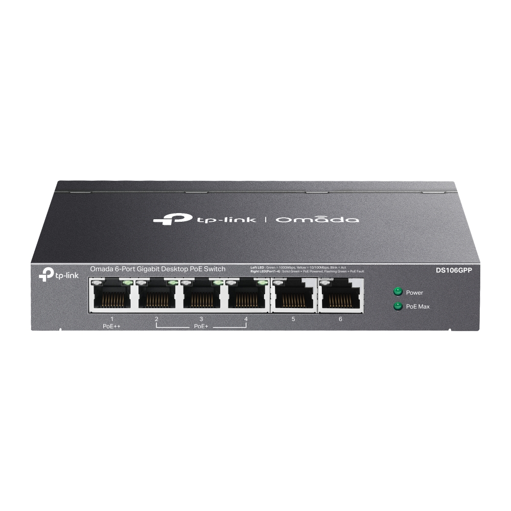 Tp-Link Omada DS106GPP 6 Port Gigabit PoE+ 1 Port PoE++ Masaüstü PoE Switch