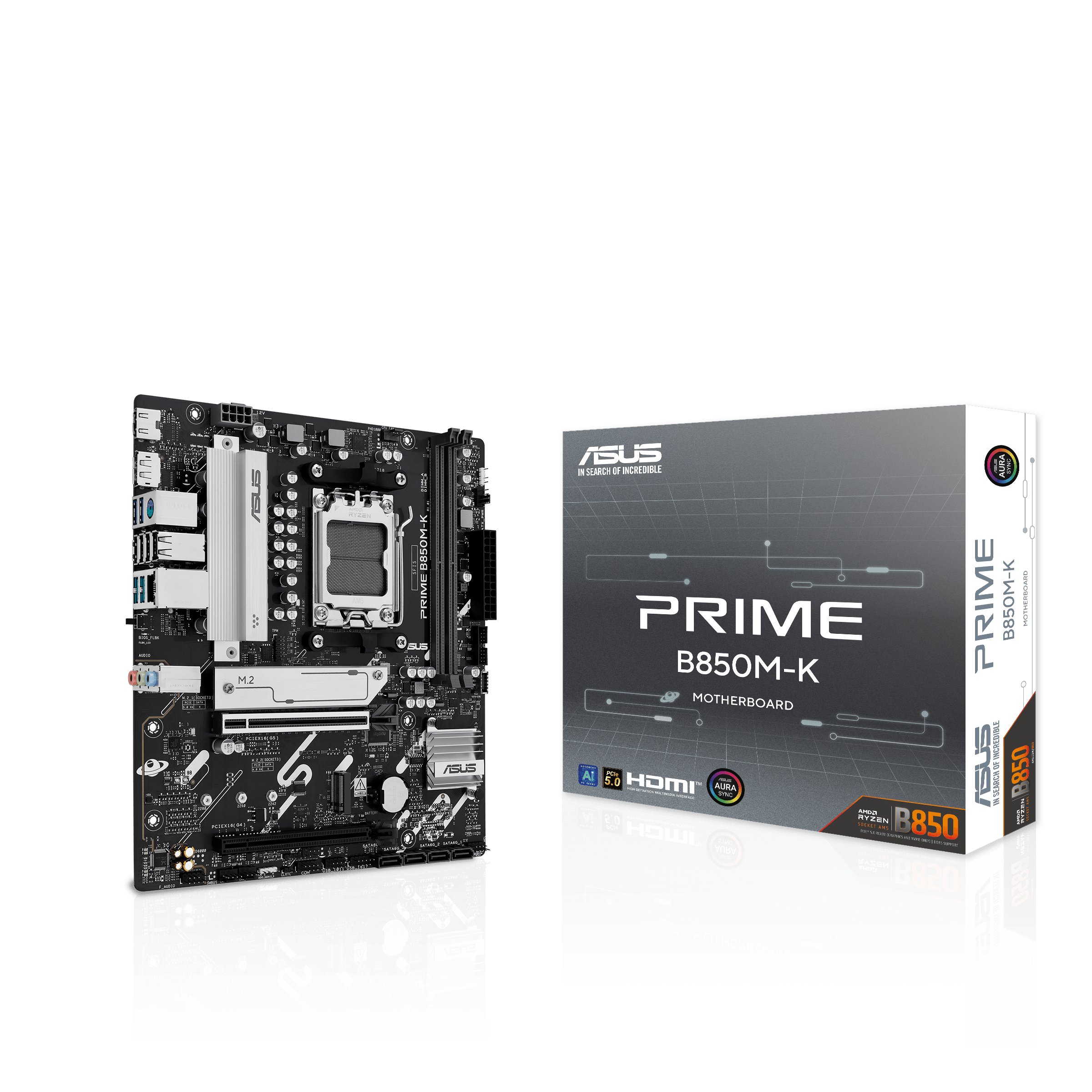 Asus PRIME B850M-K Sc-AM5 DDR5 8200Mhz 2xM2 2.5Gbit LAN AURA RGB AI mATX AMD Anakart