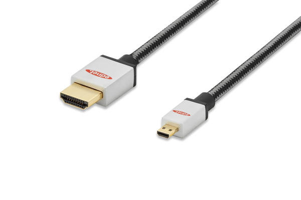 Ednet ED-84489 2 Mt micro HDMI to HDMI Erkek-Erkek Premium High Speed Ethernet Zırhlı Altın Dönüştürücü Kablo