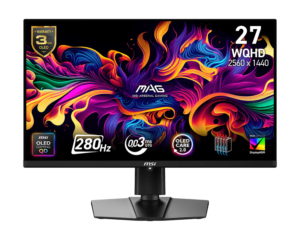 Msi MAG 271QP QD-OLED X28 26.5 inch 2560x1440 0.03ms 280Hz HDMI DP Oled Premium Pro Oyuncu Monitörü