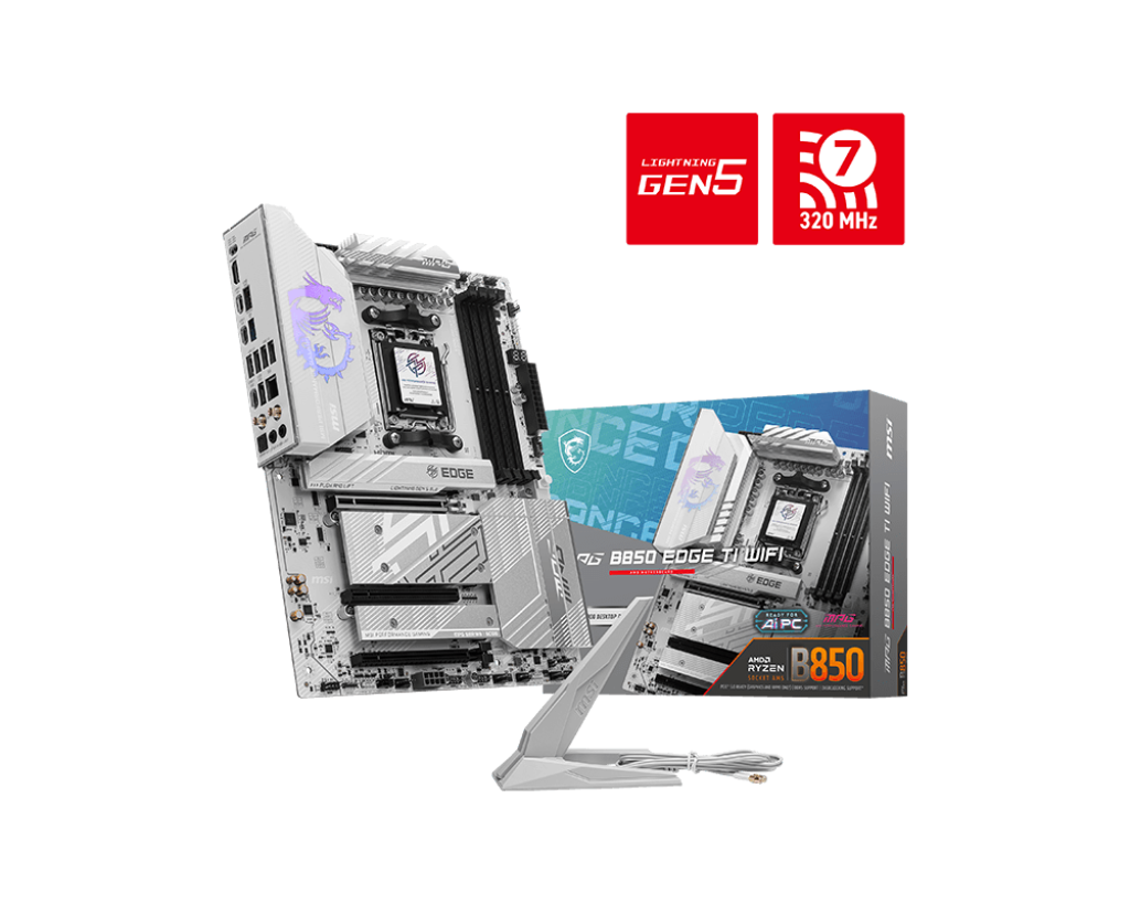 Msi MPG B850 EDGE TI WIFI Sc-Am5 DDR5 8400Mhz 4xM2 Wifi7 5Gbit LAN ATX AMD Anakart