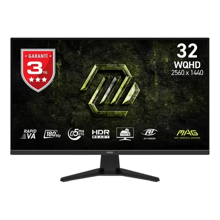 Msi MAG 325QF E18V 31.5 inch 2560x1440 0.5ms 180Hz HDMI DP Rapid Adaptive-Sync Oyuncu Monitörü
