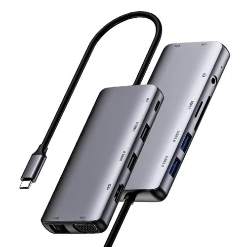 Netac NT08WF15-30GR USB Type C to HDMI VGA RJ45 USB 11 in 1 Docking Station