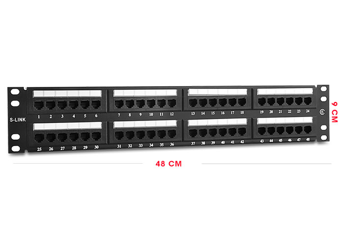 S-Link SL-P648 48 Port CAT6 2U Siyah Dolu Patch Panel