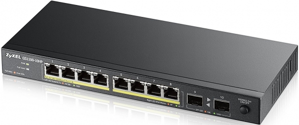 Zyxel GS1100-10HP-EU0101F 8 Port Gigabit PoE 2 Port SFP 130W PoE Switch