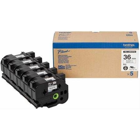 Brother HGE-261V5 36 mm Beyaz Üzerine Siyah Yüksek Çözünürlüklü Laminasyonlu Etiket