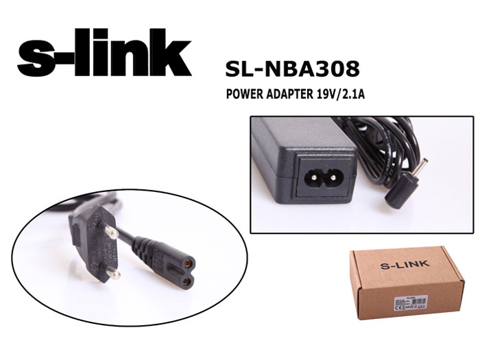 S-Link SL-NBA308 19V 40W 2.1A 2.5x0.7 Asus Standart Notebook Adaptör