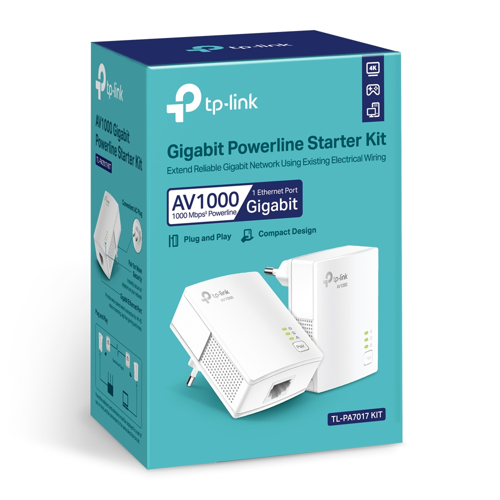 Tp-Link TL-PA7017 KIT AV1000 2 Portlu 300 Metre Menzilli Powerline  Başlangıç Kiti