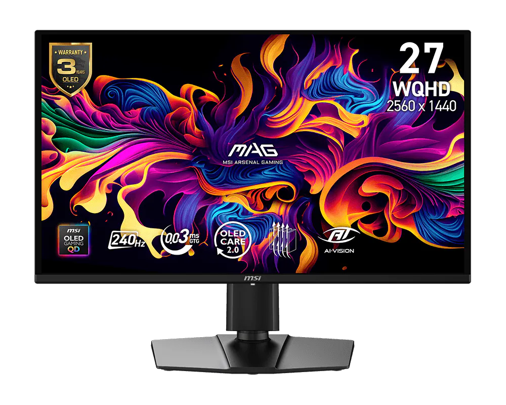 Msi MAG 274QP QD-OLED X24 26.5 inch 2560x1440 0.03ms 240Hz HDMI DP FreeSync Prenium Oyuncu Monitör