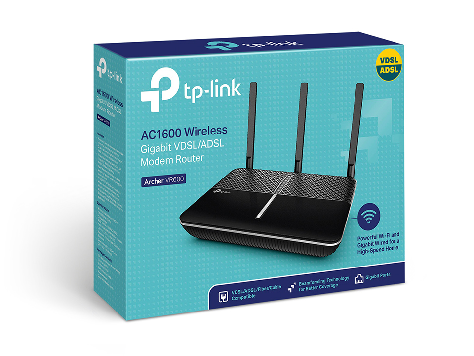 Tp-Link ARCHER VR600 4 Port Gigabit 2.4/5Ghz AC1600 ADSL - VDSL Modem Router