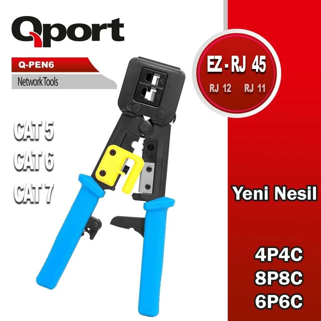 Qport Q-PEN6 RJ11 RJ12 RJ45 Yeni Nesil Konnektör Pensesi
