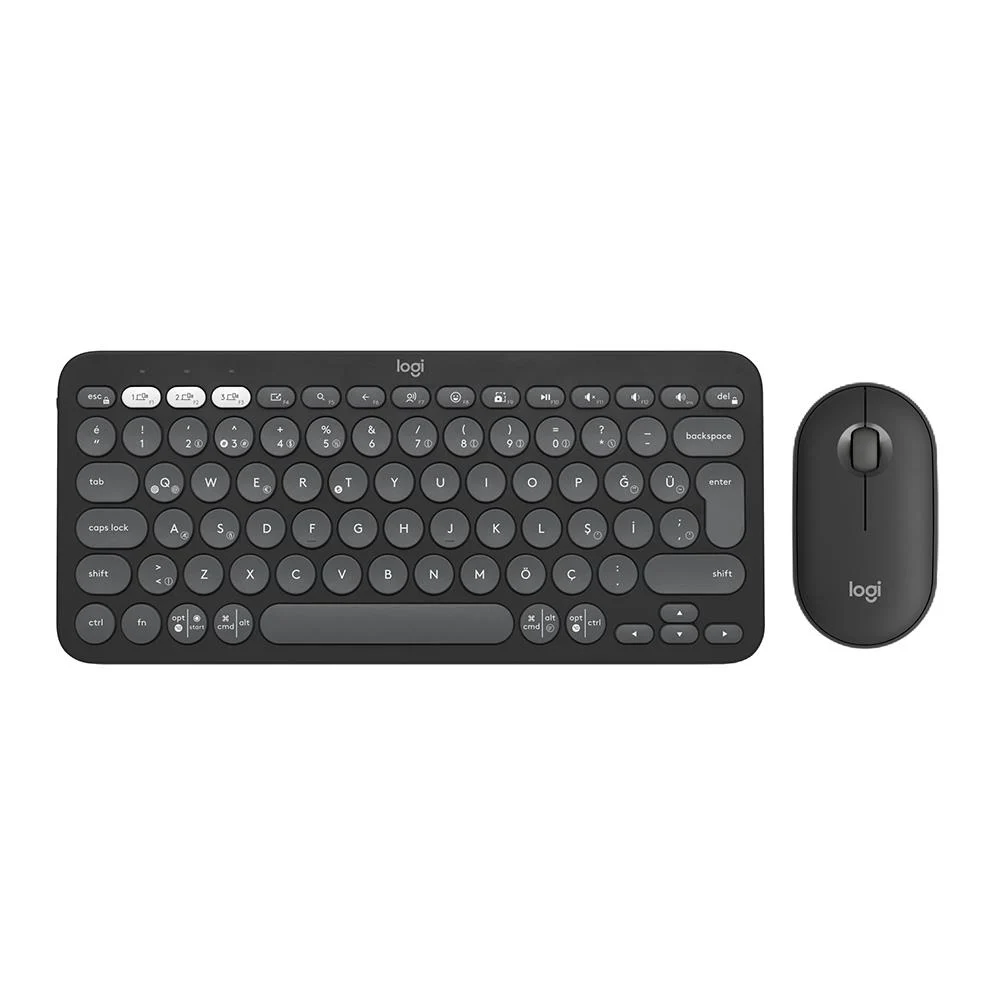 Logitech 920-012245 Q TR Pebble 2 Bluatooth Siyah Kablosuz Klavye Mouse Set