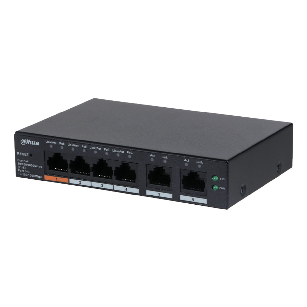 Dahua CS4006-4GT-60 4 Port Gigabit PoE 2 Port Gigabit Uplink 60W Cloud Yönetilebilir Switch