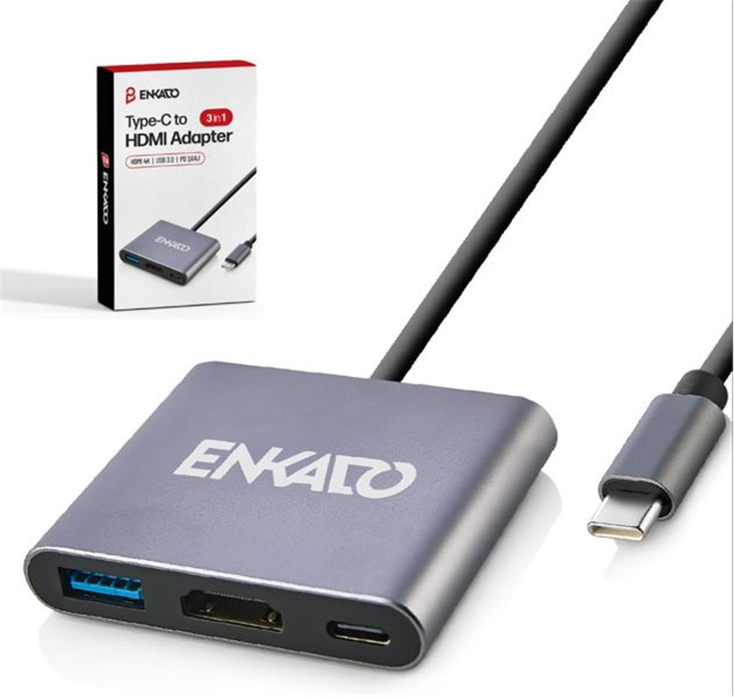 Enkado EKD-TP43 USB Type C to HDMI PD Usb 3.0 USB Ekran Kartı Adaptörü
