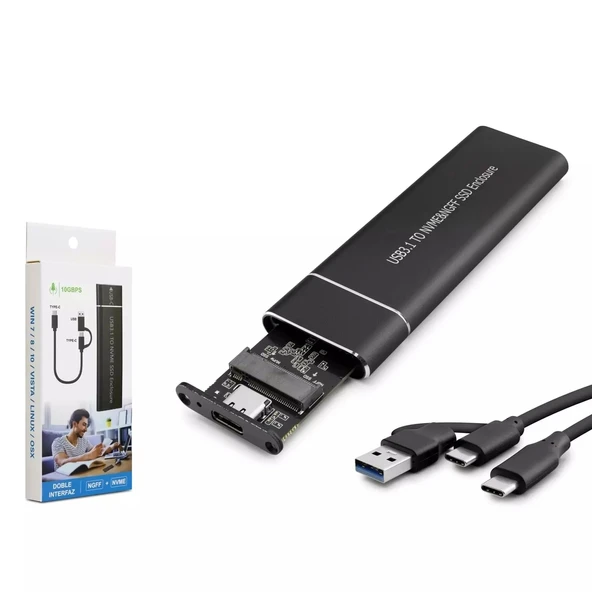Hadron HDX1769 USB Type C 3.1 USB A to NVME M2 Siyah Harici SSD Harddisk