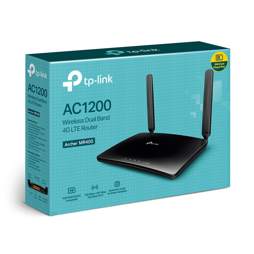 Tp-Link ARCHER MR400 3 Port 10/100 Mbps 1 mikro SD AC1200 Dual Band 4G