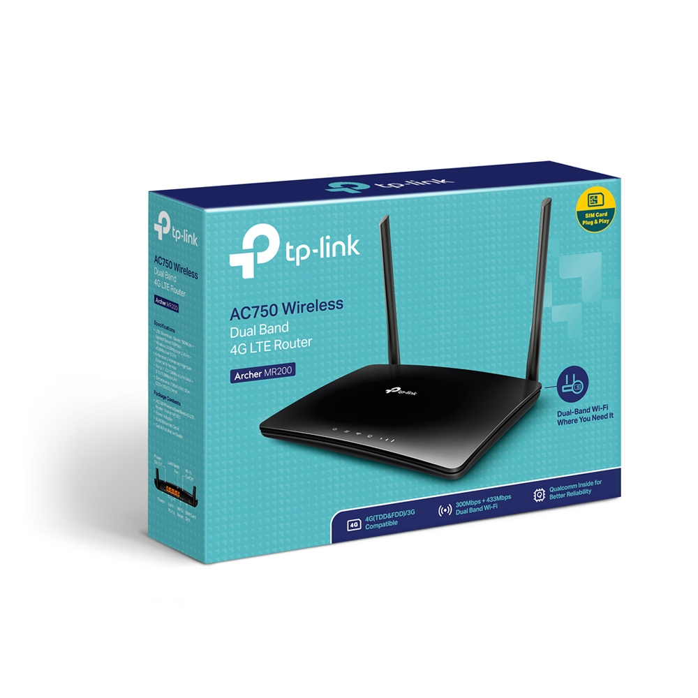 Tp-Link ARCHER MR200 3 Port 10/100Mbps 1 Sım Kart AC750 Dual Band 4G L