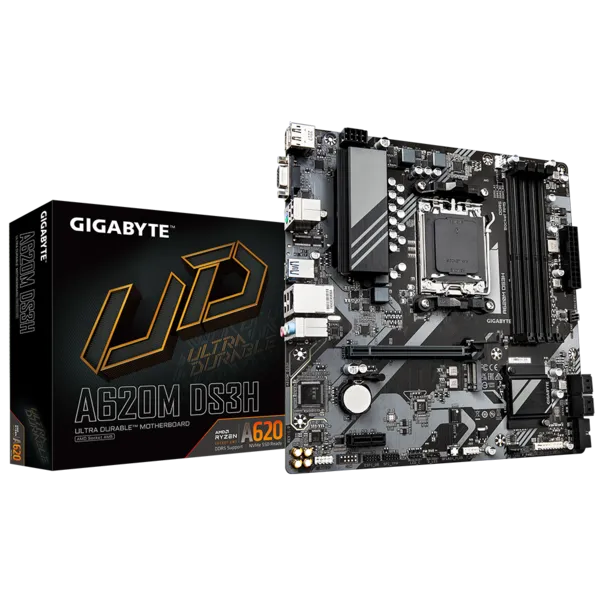 Gigabyte A620M DS3H Sc-AM5 A620 DDR5 7600Mhz M2 mATX AMD Anakartlar