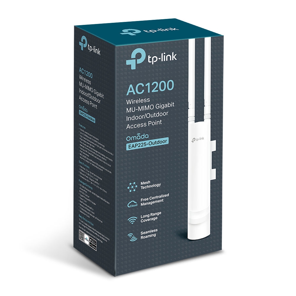 Tp-Link EAP225 Outdoor 1 Port Gigabit 2.4/5Ghz AC1200 Gigabit Outdoor